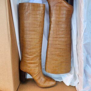 New Loeffler Randall Goldy Leather Boots Croc 9 B